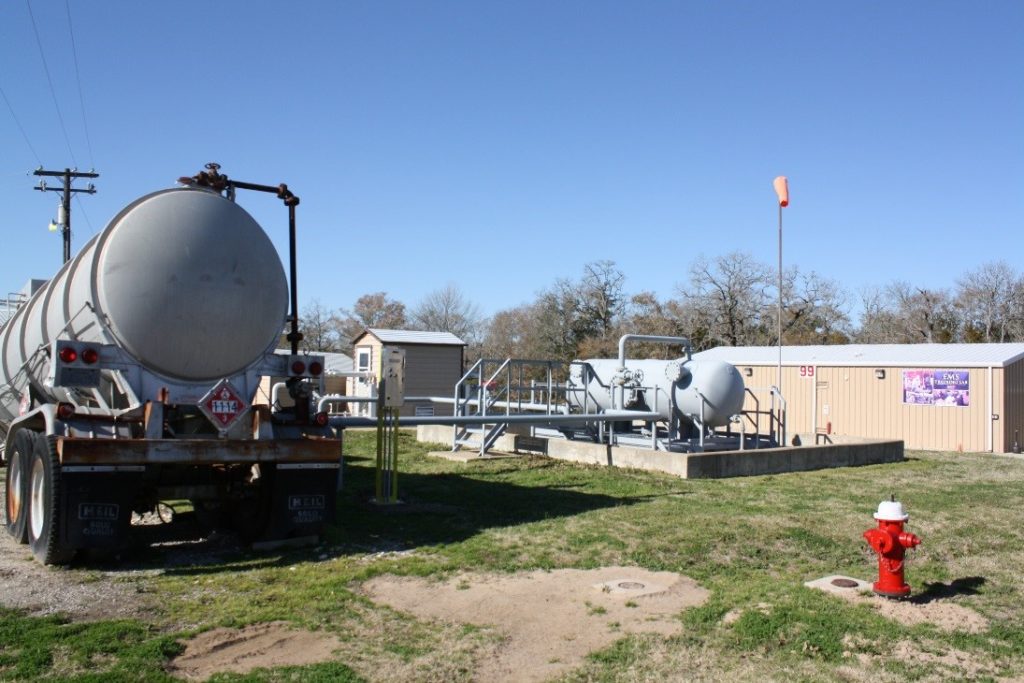 tanker truck at a metering station