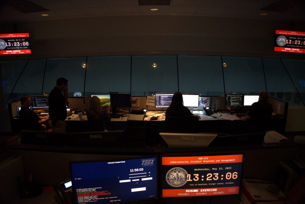 The upper level operations room of the EOTC.