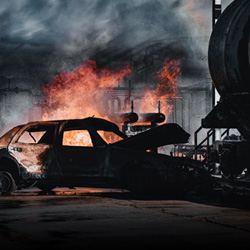 vehicle on fire