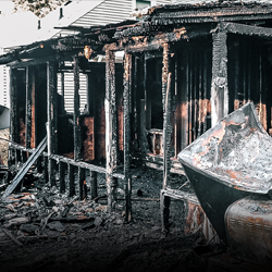 burned building